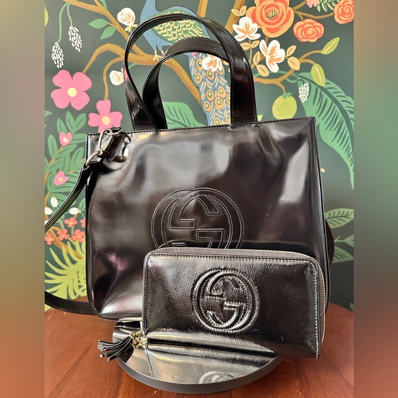 GUCCI Soho Zip Around Long Wallet 🔥😎 Black Patent - Picture 10 of 10